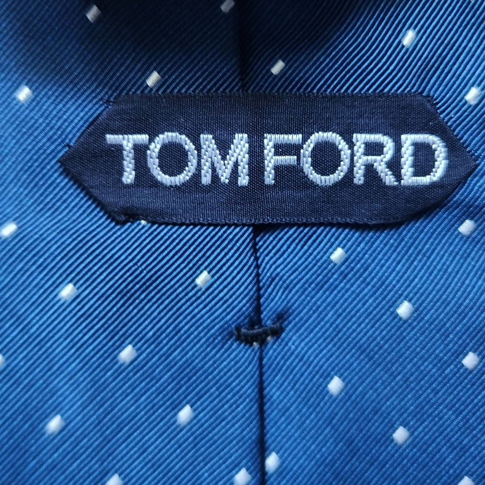 Tom Ford  Blue Hue Silk & Cotton Tie with White Dots